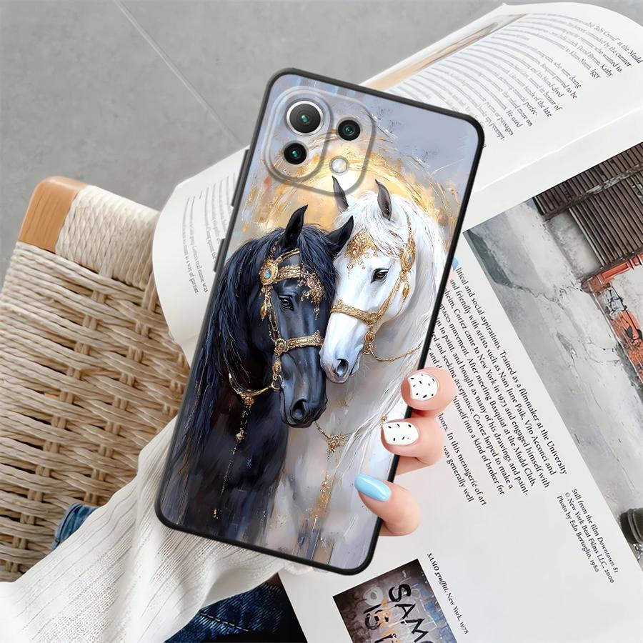 Черный мягкий чехол для телефона с рисунком животного (лошадь) для Xiaomi Mi 10T 11T 12T Pro 11 12 13 Lite 12X 13 14 15 Pro