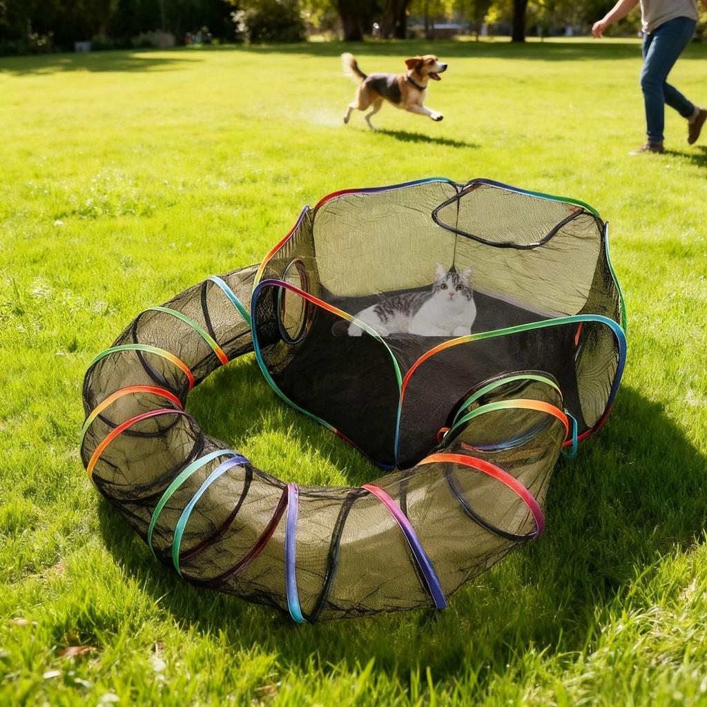Breathable Cat Tunnel Set Four Seasons Universal Cat Cage Two-Piece Set Cat Villa Small Pet Cage Channel