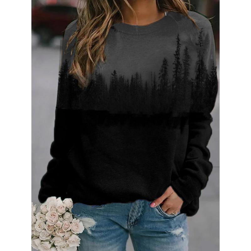 Повседневные свободные женские топы с круглым вырезом, новый 3D растительный цветочный принт, осенне-зимняя мода, реглан, длинный рукав, большой размер, пуловер