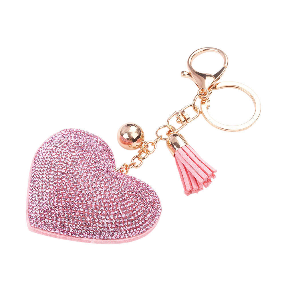 Love Rhinestone Tassel Keychain Bag Handbag Key Ring Car Key Pendant
