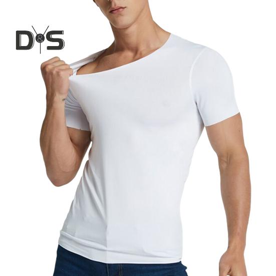 Мужские футболки Ice Silk, повседневная спортивная футболка с коротким рукавом, летняя дышащая влагоотводящая майка с V-образным вырезом