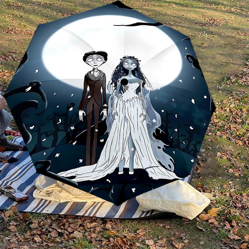 1PC Moonlight Corpse-bride Umbrella-8-Rib Reinforced, Automatic Open, Lightweight & Durable, Cute Fashion Accessory for Outdoor, D2649
