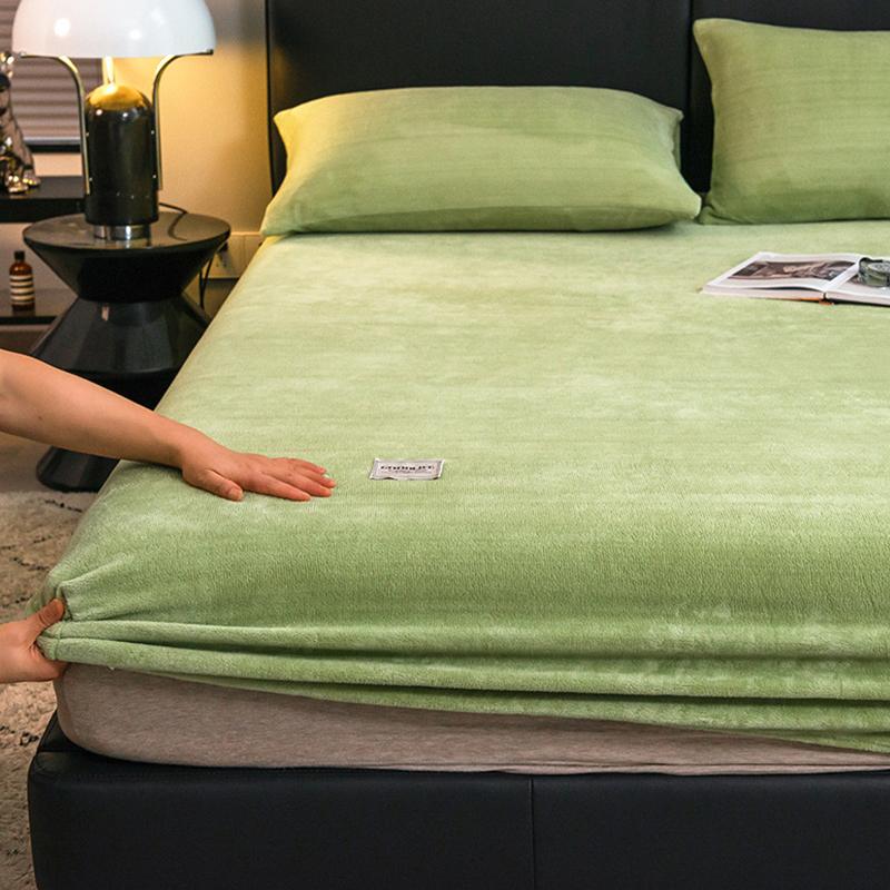2025 Теплая зимняя простыня, Мягкая на ощупь и плюшевая толстая простыня-наматрасник, Розовая Зеленая Синяя Серая Черная