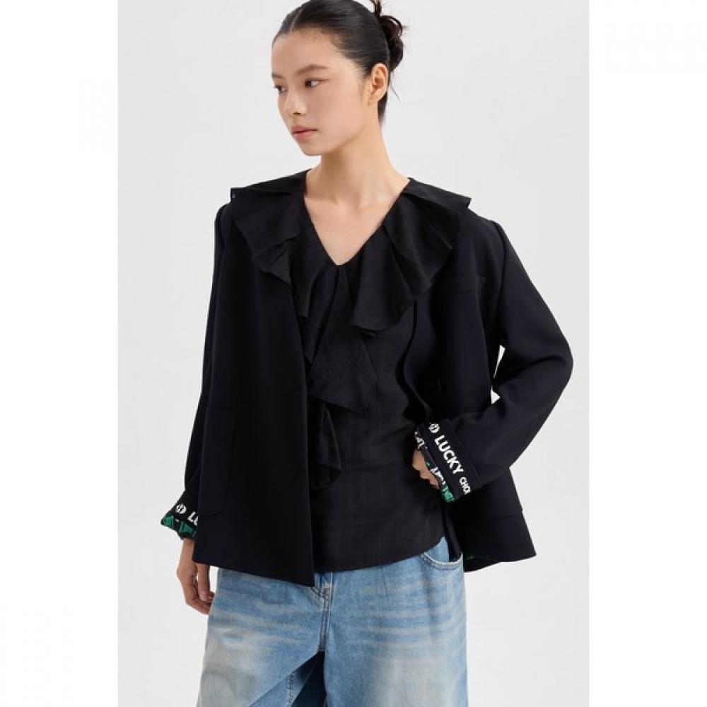Lucky Chouette No Collar Polyester Jacket Lqjaw25200 25 Fw New Arrival