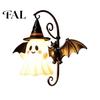 Autumn Wall Ornament Cute Ghost Light, Wizard Hat Lamp, Decorative Halloween Home Decor Mount Lamp for Hallway Entrance Bedroom Creative Theme