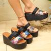Женские сандалии-слайды на платформе с цветными блоками, стильная удобная обувь больших размеров