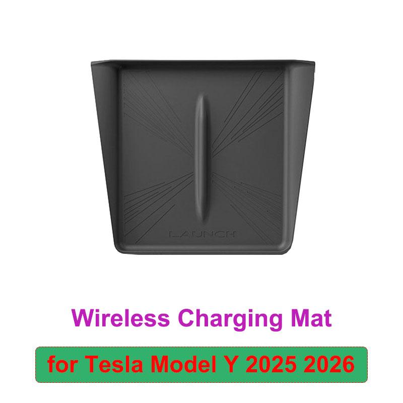 For Tesla Model Y Juniper 2026 Storage Organizer Accessories Rear Trunk Side Box Center Console Box Cup Wireless Charge Mat 2025