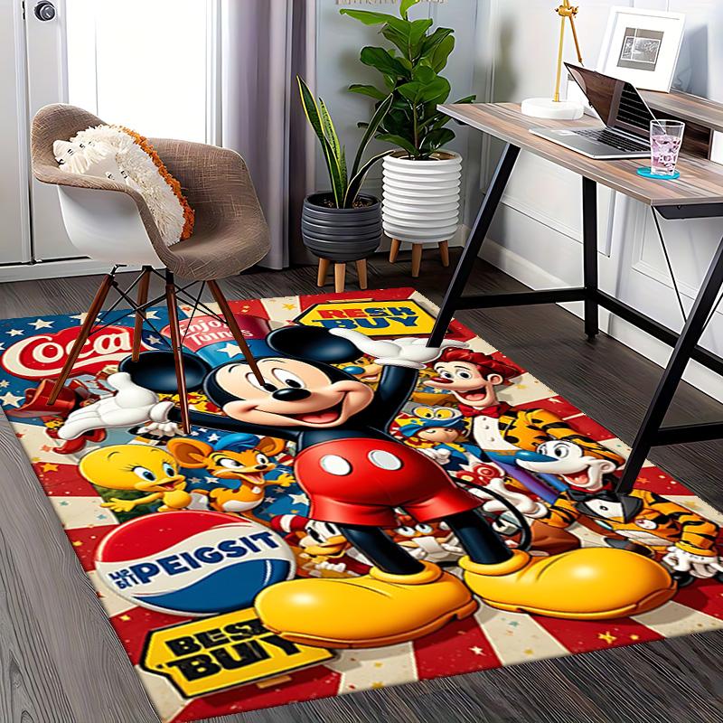 1pc Mickey Friends Colorful Scene Carpet Rug for Bedroom Living Room Decor Sofa Home Game Area Rug Non-slip Floor Mat. D7220126