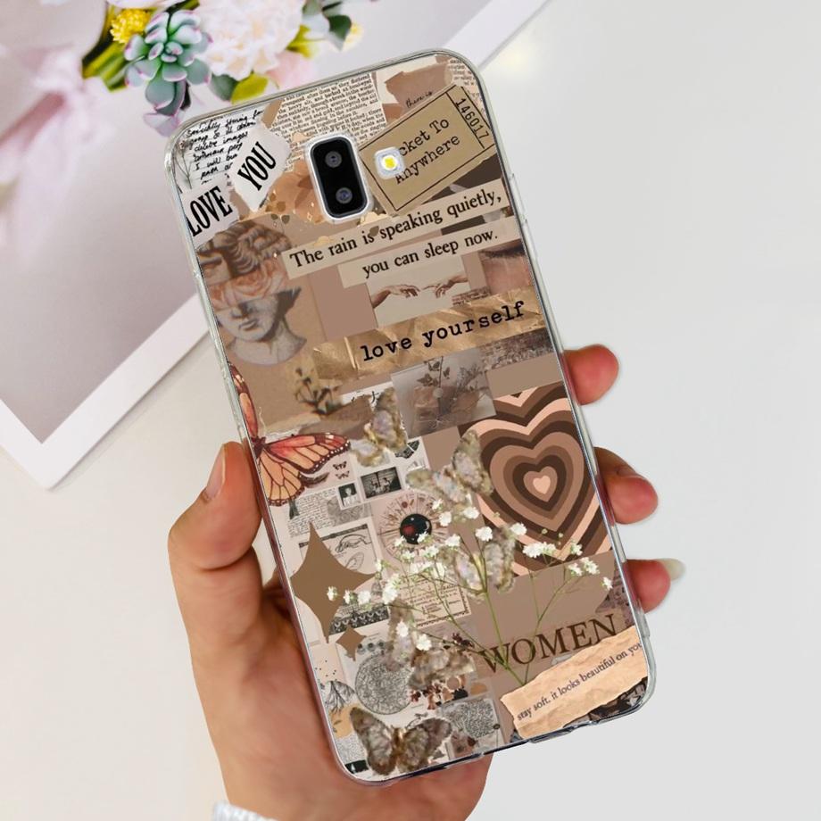 Силиконовый чехол для телефона Samsung Galaxy J4 J6 Plus J8 2018 Масляный цветок Модный Мягкая задняя крышка на Samsung J6 2018 J6+ J610F Чехол