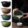 Керамическая чаша для матча с изменением цвета от обжига, гладкая чашка для заваривания зеленого чая, термостойкая, большой емкости, подставка для кисточки для чая