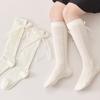 One Pair Spring Summer Kid Girls Knee High Socks Lolita JK Bow Details Sock for Children Breathable Mesh Princess School Socks