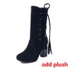 Fashion Large Size 32-45 High Heel Boots Women Shoes Woman Zip Up Shoelace Winter Boots Fringe Footwear Party Bottine