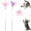 Pet Cat Kitten Feather Bell Beads Teaser Playing Stick Wand Interactive Toy
