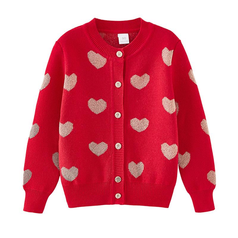 Детская одежда на весну и осень Love Jacquard для маленьких и средних детей, свитер, кардиган, куртка, утолщенный вязаный кардиган для девочек