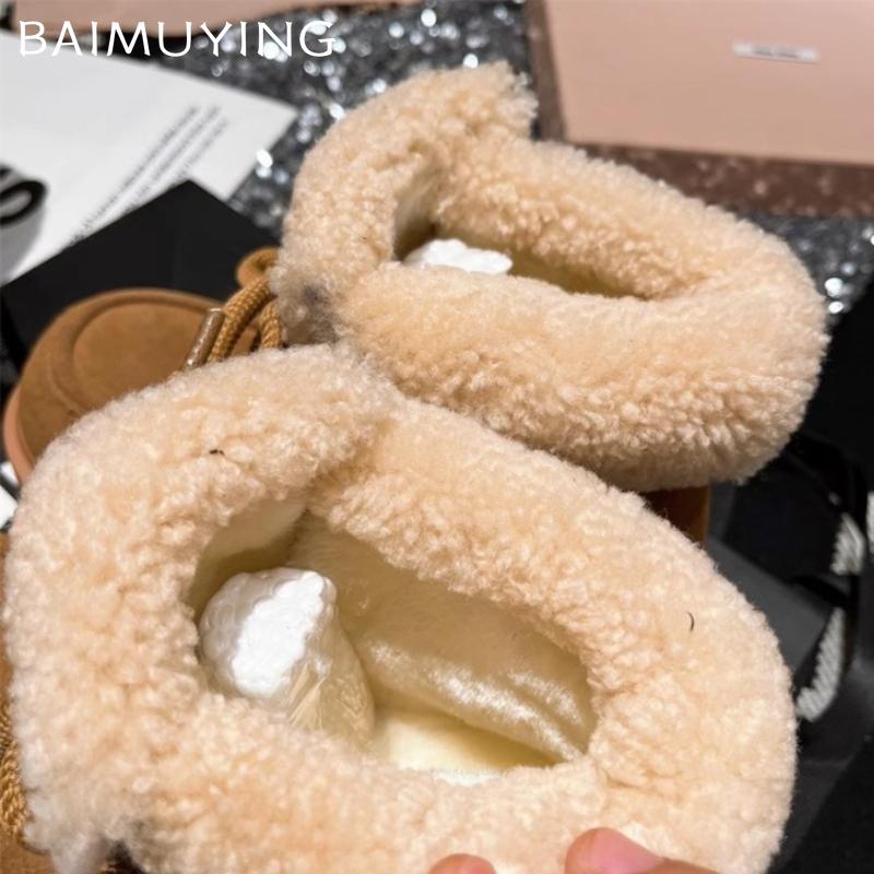Ботильоны на меховой платформе для снега женские замшевые теплые хлопковые туфли женские 2025 тренд зимние брендовые короткие плюшевые мотоциклетные ботинки Botas De Mujer