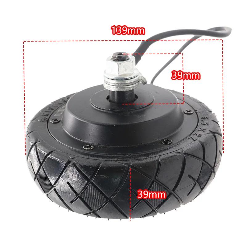5.5 inch Front Rear Motors+Wheels Brushless and Toothless Wheel Hub Motor, Solid Tire 24V Electric Scooter Brushless Motor