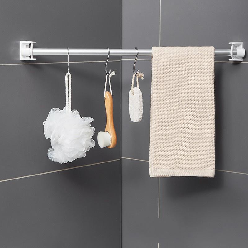 2Pcs Curtain Rod Fixed Holder 360° Rotating Circular Transparent Curtain Rod Hook Hanging Rod Ring