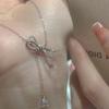 High-grade Alloy Sweater Chain With Trendy Bow And Tassel Design Perfect Birthday Gift For Her