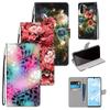 Fashion Painted Pattern Cover Lanyard Flip Leather Case For iPhone Samsung Huawei Honor Xiaomi Redmi OPPO Realme Moto Asus