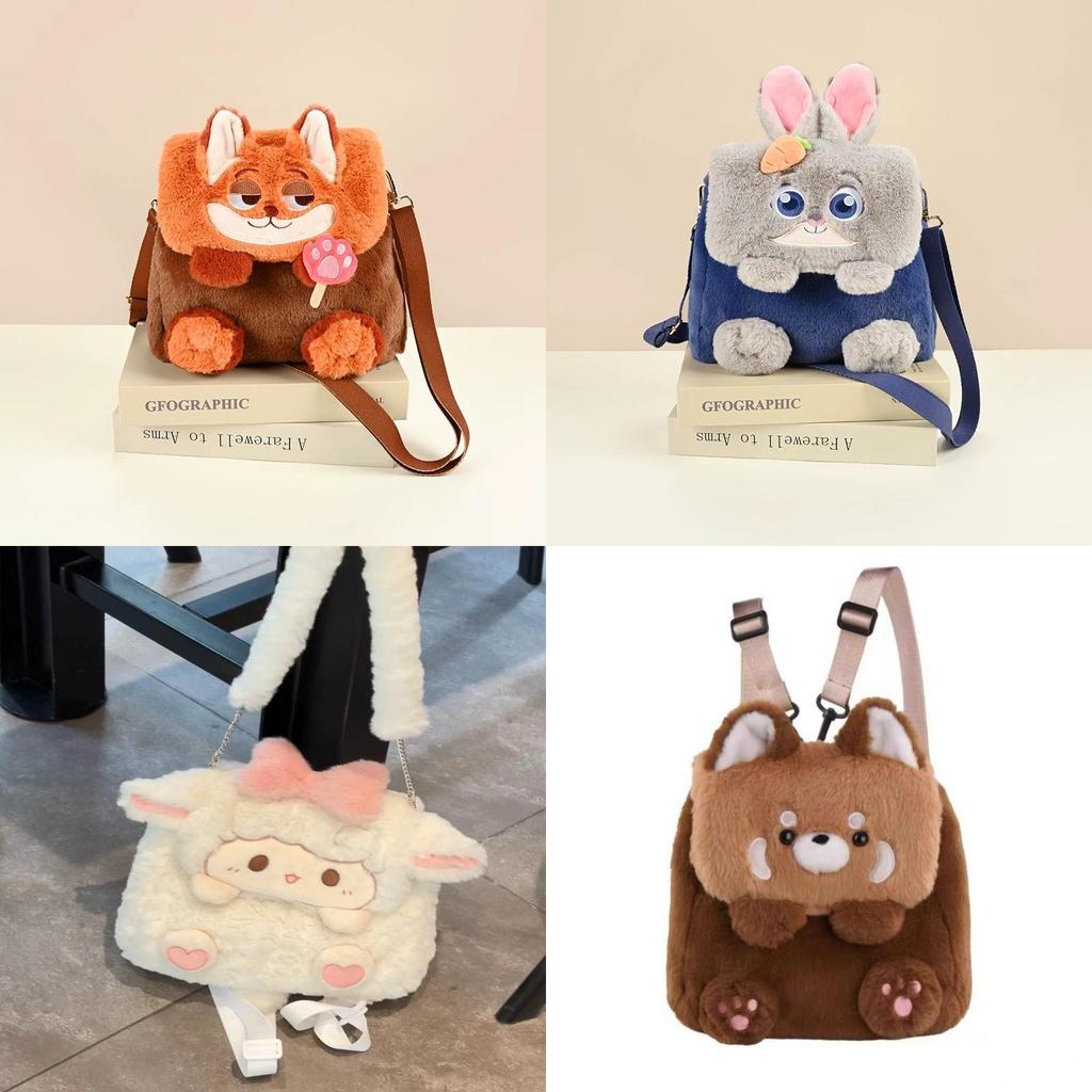 Zootopia Flapstyle Plush Fox Shoulder Bag With Large Capacity For Casual Outings