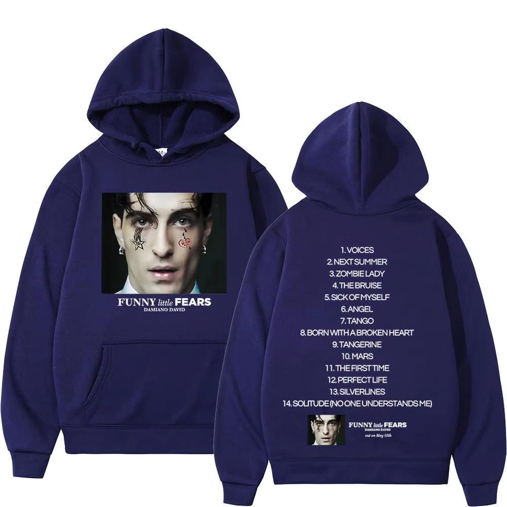 FUNNY Little FEARS Album 2026 Damiano David Double-sided Printed Sweatshirt Fashion Pullover Oversized Fleece Casual Hoodies