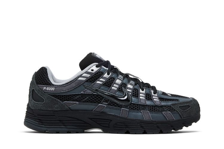 Nike P-6000 Замша Антрацит Металлик Серебристый