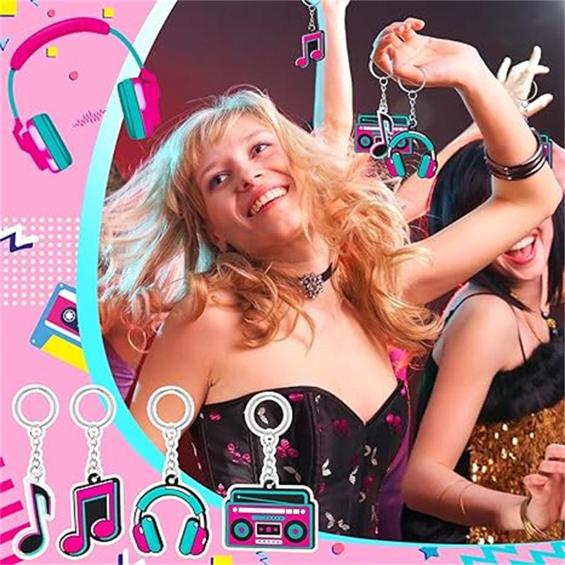 Набор брелоков в виде музыкальных нот, 20 штук, с 20 брелоками, 20 бирками «Спасибо» и 20 подарочными пакетами для караоке, дня рождения, рождественской вечеринки