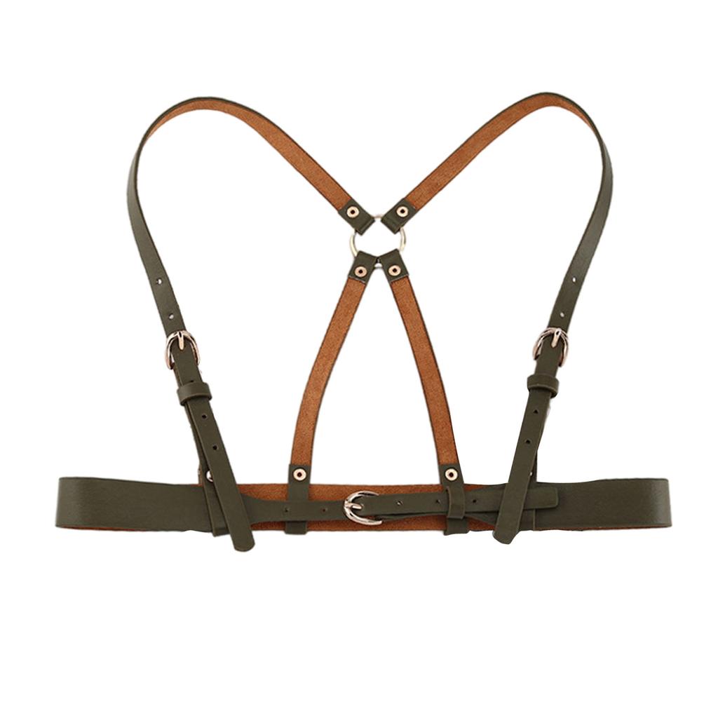 Punk Waist Belt Women Halloween Leather Skinny Body Adjustable Belts with X Shape for Party Night Club Waist Slim