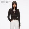 MISS SIXTY Ribbed Waist-Cinched Hooded Cashmere Cardigan