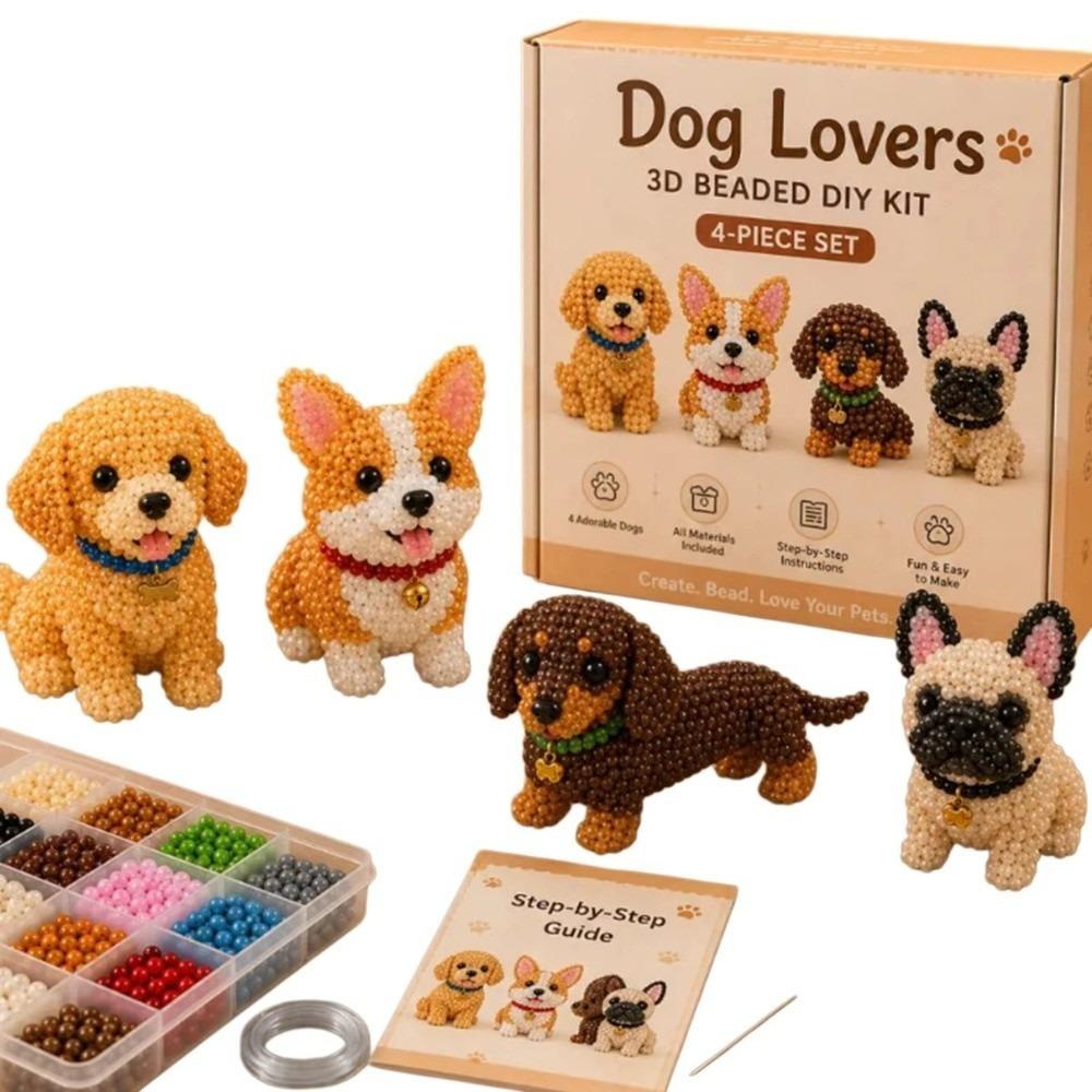 4pcs Mini Size Animal Crafting Set Bead Craft Bead Weaving Kit New Pets Beading Set DIY Activity