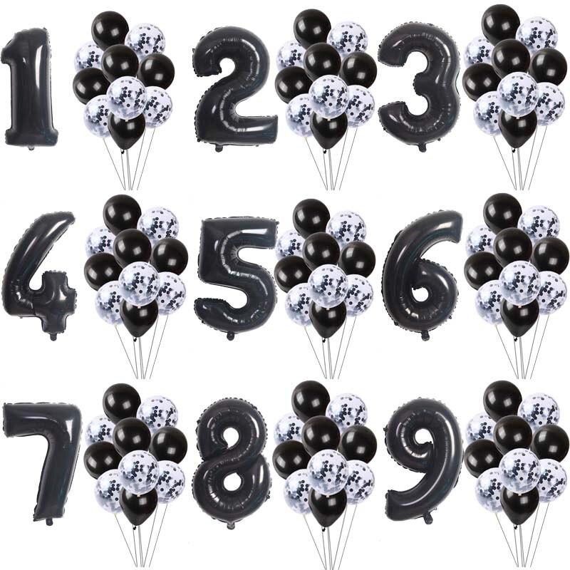 11 шт./компл., большой размер, цифровые воздушные шары из фольги, конфетти, латексный воздушный шар, украшение для дня рождения, свадьбы, детские шарики для душа