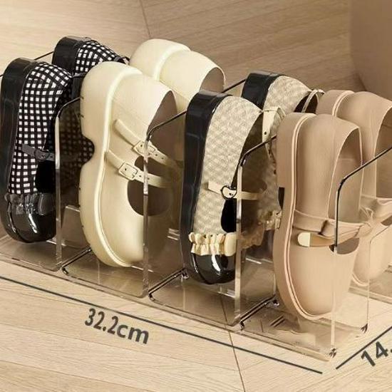 Transparent Acrylic Multi-Layer Shoe and Bag Display Rack for Men’s and Women’s Footwear.