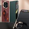 Роскошный чехол-книжка из натуральной кожи Smart View с ремешком на запястье и подставкой для Honor Magic V6, с окном Smart Sleep, защитная обложка