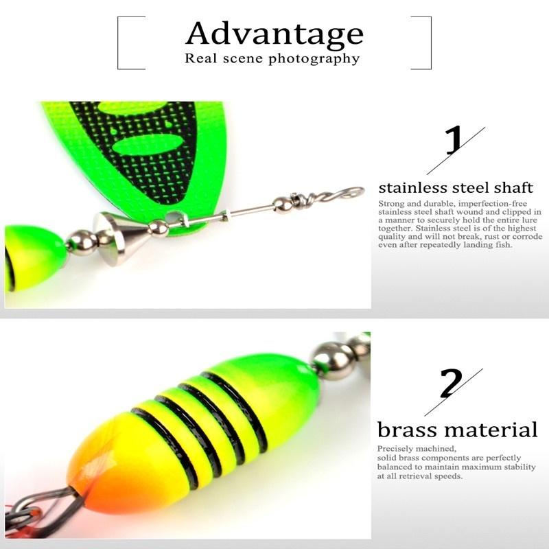 FTK 1pc Spinner Bait 7.5g 12g 17.5g Hard Spoon Bass Lures Metal Fishing Lure With Feather Treble Hooks For Pike Fishing