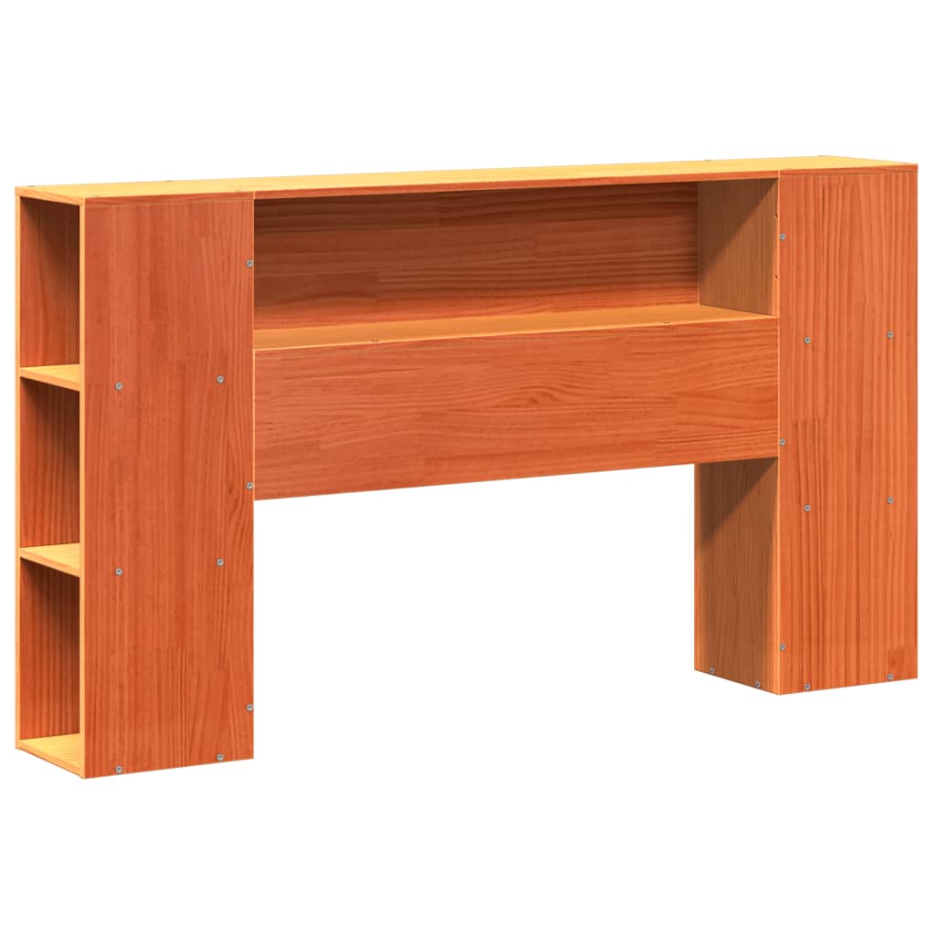 Solid Wood Bed with Shelf Without Mattress Wax Brown 150 x 200 cm