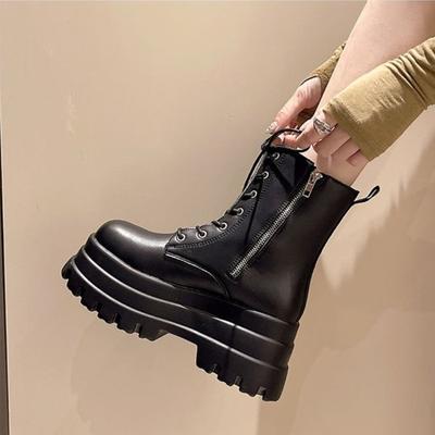 2024 Новая осенне-зимняя обувь Женские ботинки Готические толстые высокие байкерские ботинки Панк толстые модные ботильоны