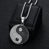 European American Cross-border Hot-selling Hip-Hop Jewelry Copper Gold-plated Full Diamond Tai Chi Yin Yang Pendant Necklace