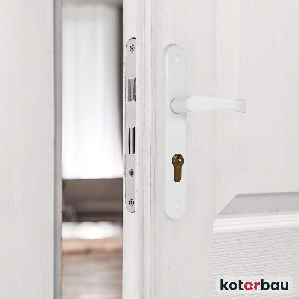 Door handle, length, aluminum, 72 mm, WHITE INSERT