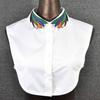 Women's Fake Collar Shirt White Fake Collar Women Detachable Collars Embroidery Cotton False Collar Shirt Col Amovible Femme