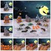 3D Halloween Spider Bat Figurines Resin Craft Miniatures Pumpkin Ornaments Car Ornament