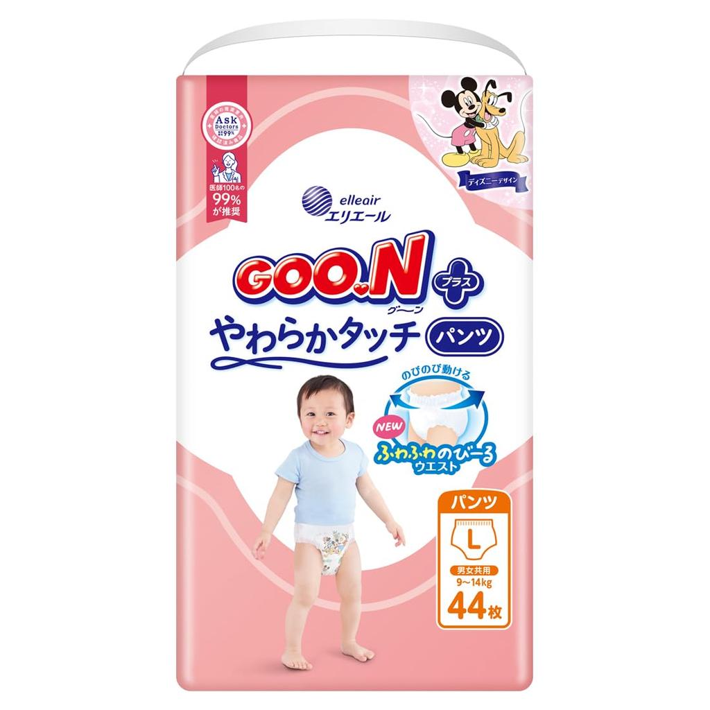 L Goon Plus Soft Touch 44 Pieces [Pants Size] (9~14kg) <Disney Design>