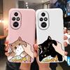 Мультяшный чехол для Honor 50 70 X7 X7A X7b 90 Lite 90 Smart 400 200 Pro 200 Lite Милый чехол с черным котенком Мягкая задняя крышка для Honor 400