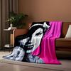 Pop art-style portrait of a woman with bold colors and graphic contrasts. for all seasons blanket lunch break throw gift