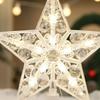 Glitter Star Christmas Tree Topper with LED Light Decor Xmas Tree Top Ornament