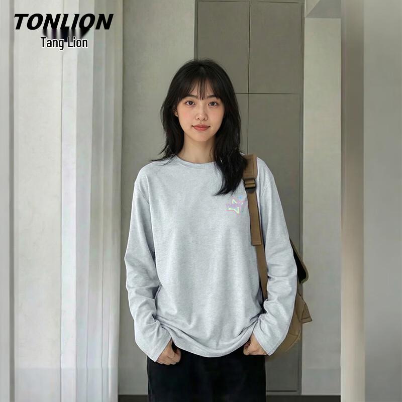 Женская хлопковая футболка с длинным рукавом TonLion