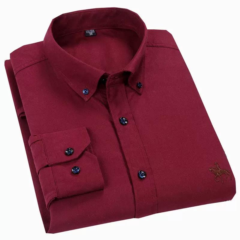 Trend Hub Рубашка Оксфорд из 100% чистого хлопка для мужчин с коротким рукавом, однотонная в полоску, для отдыха, с вышивкой лошади, социальная, деловая, формальная