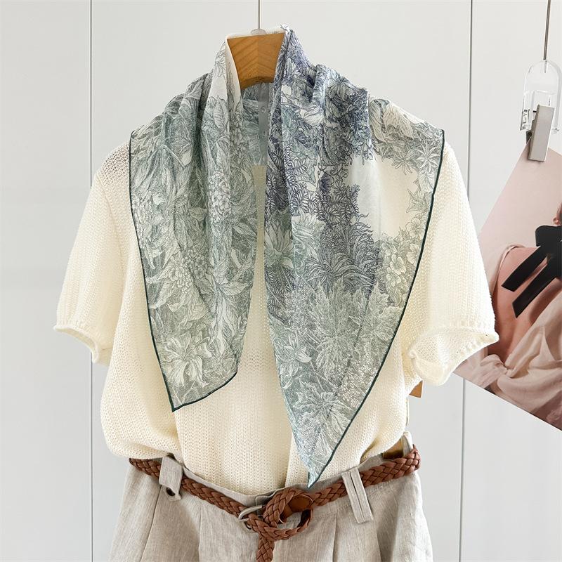 111 mulberry silk georgette 61 square scarf collection spring and autumn women's gift retro high-end silk scarf scarf
