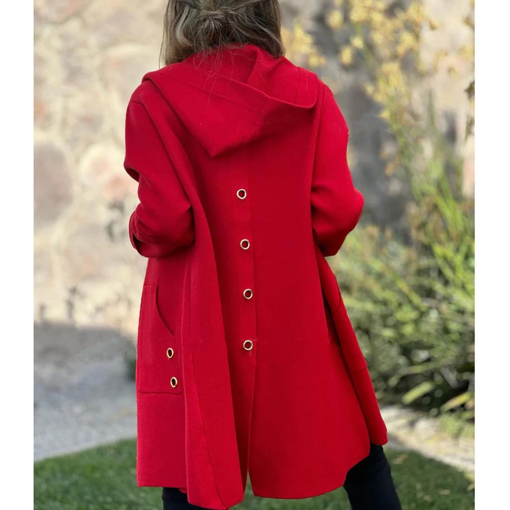 Женская свободная повседневная однобортная куртка с капюшоном, шерстяное пальто, пальто