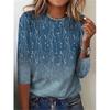 Women's T Shirt Elegant Fashion Basic Floral Print Long Sleeve Regular Tops Round Neck Holiday Weekend Blue Fuchsia Gray Light Blue Fall & Winter