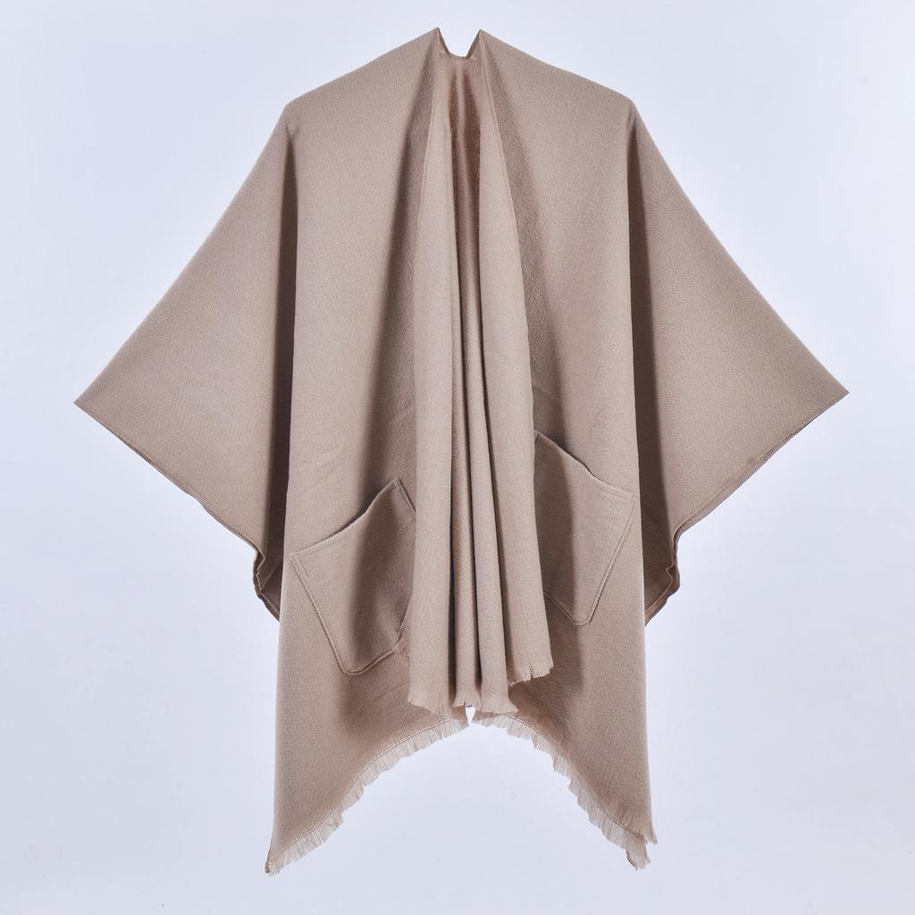 130*150cm Shawl Wraps for Women with Pockets, Elegant Cashmere Feeling Wraps, Open Front Pashmina with Tassel Scarf Blanket for Spring Fall Winter